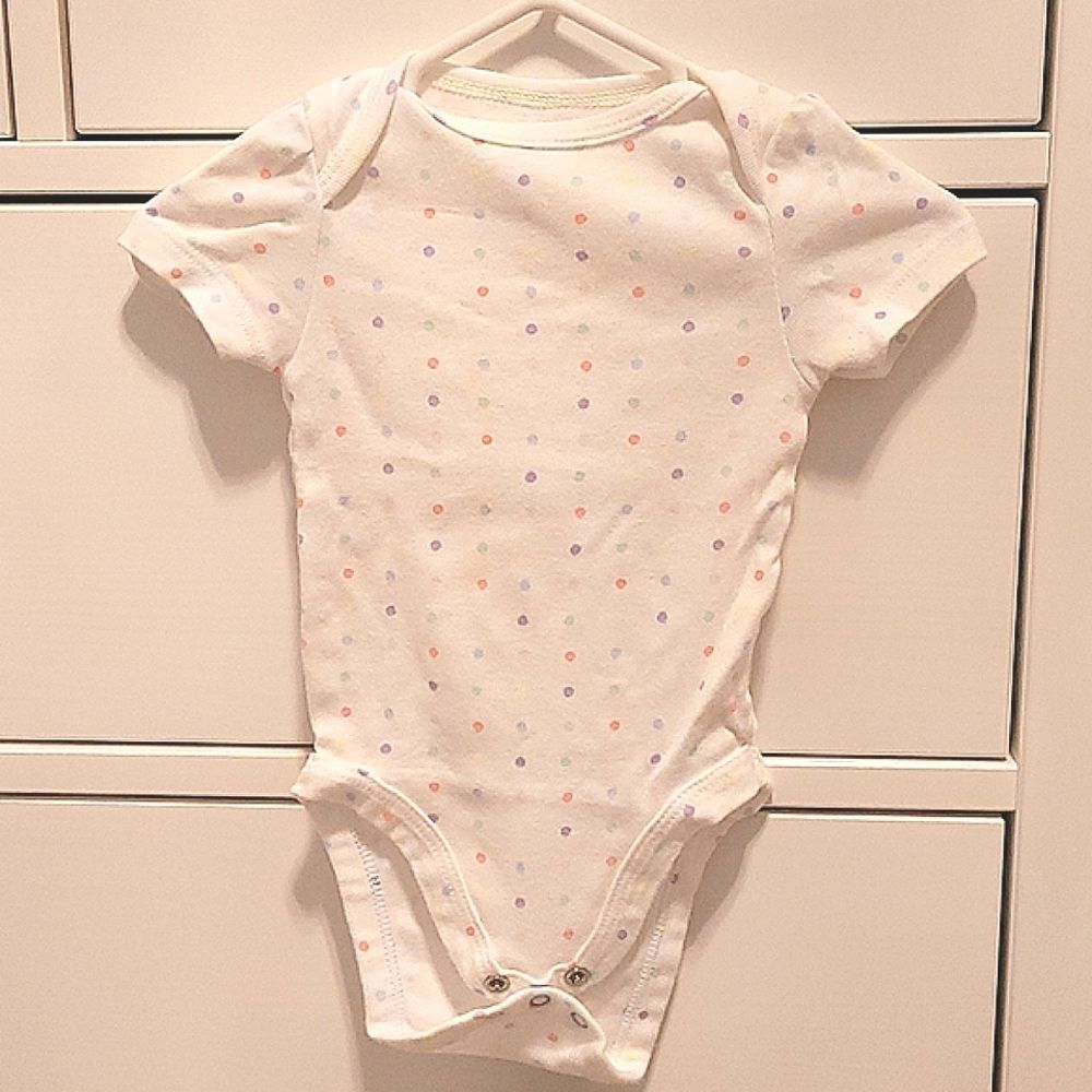 3 for $10! White onesie with polka dots
